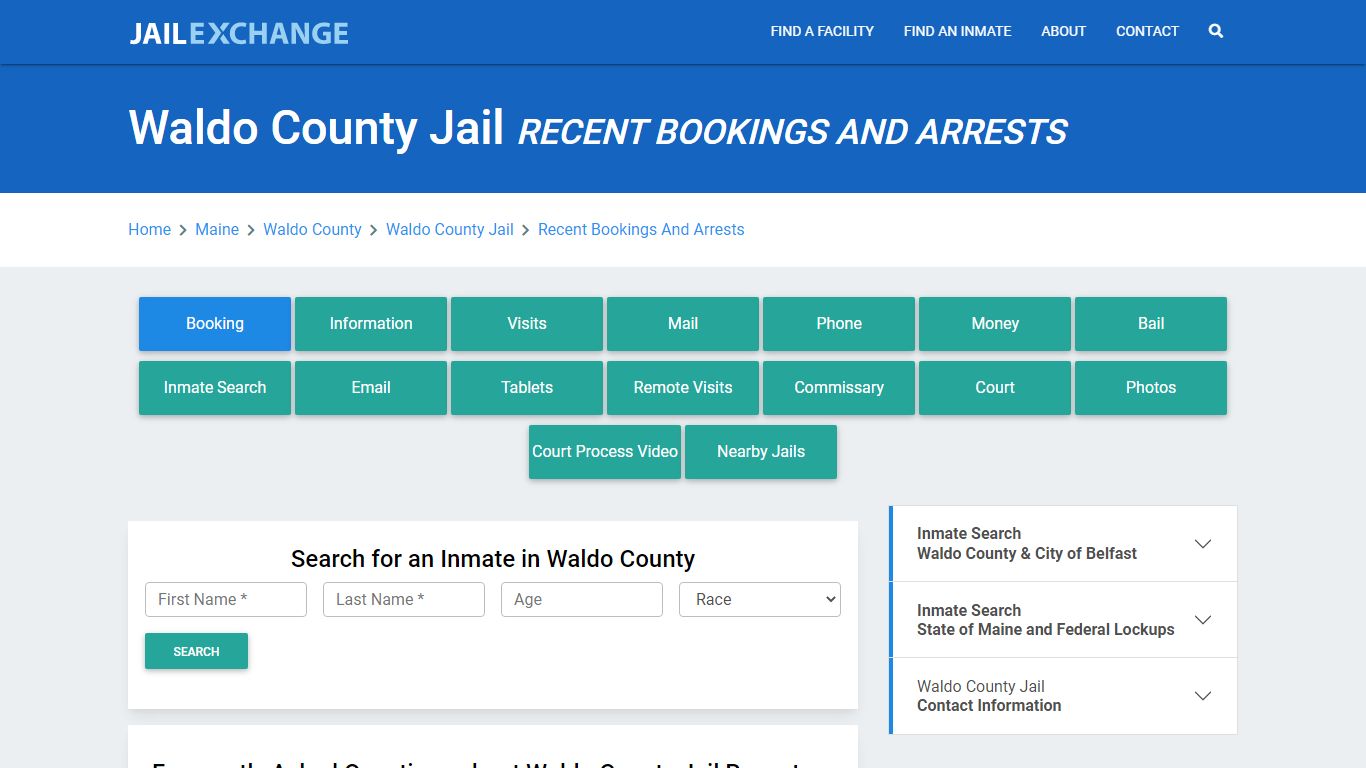 Waldo County Jail Recent Bookings And Arrests - Jail Exchange