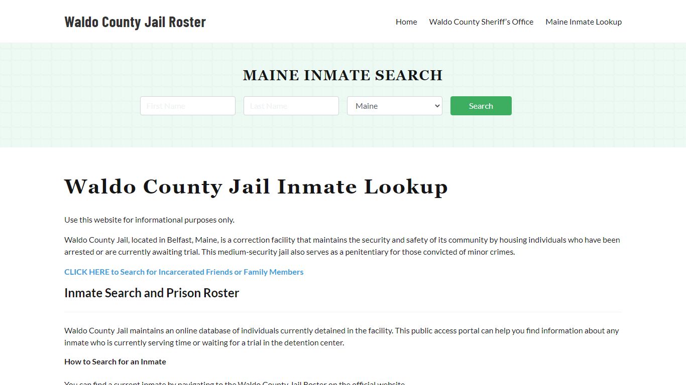 Waldo County Jail Roster Lookup, ME, Inmate Search